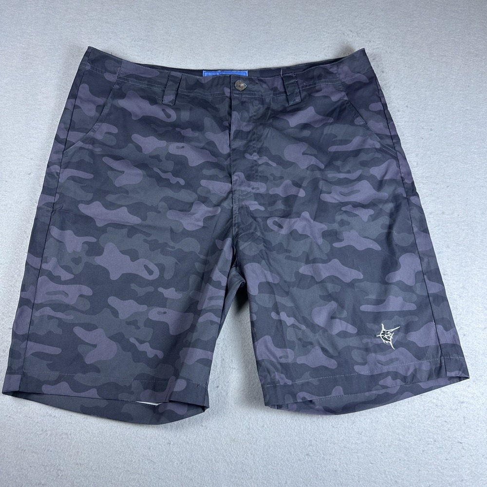 White Water Fishing Shorts Mens 36 Camouflage Flat Front Outdoor Pockets